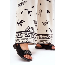 Jezzi Ravne sandale s ukrasom Eco Suede Crna 2