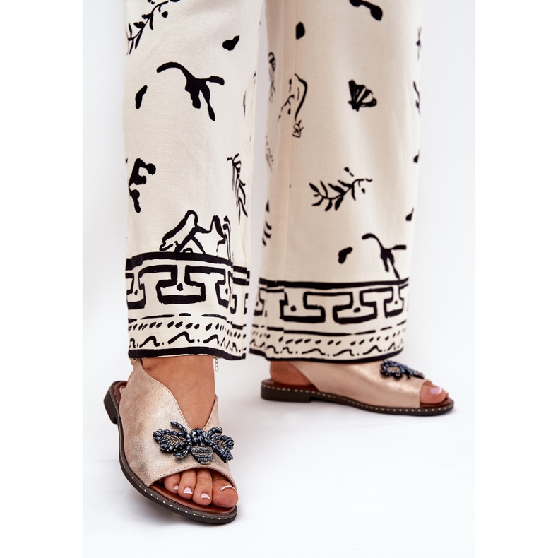 Jezzi Sjajne ženske sandale s ukrasom ravno ružičasto zlato ružičasta 2