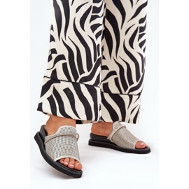 Jezzi Ženski klinovi s ukrasnim srebrnim remenom siva 2