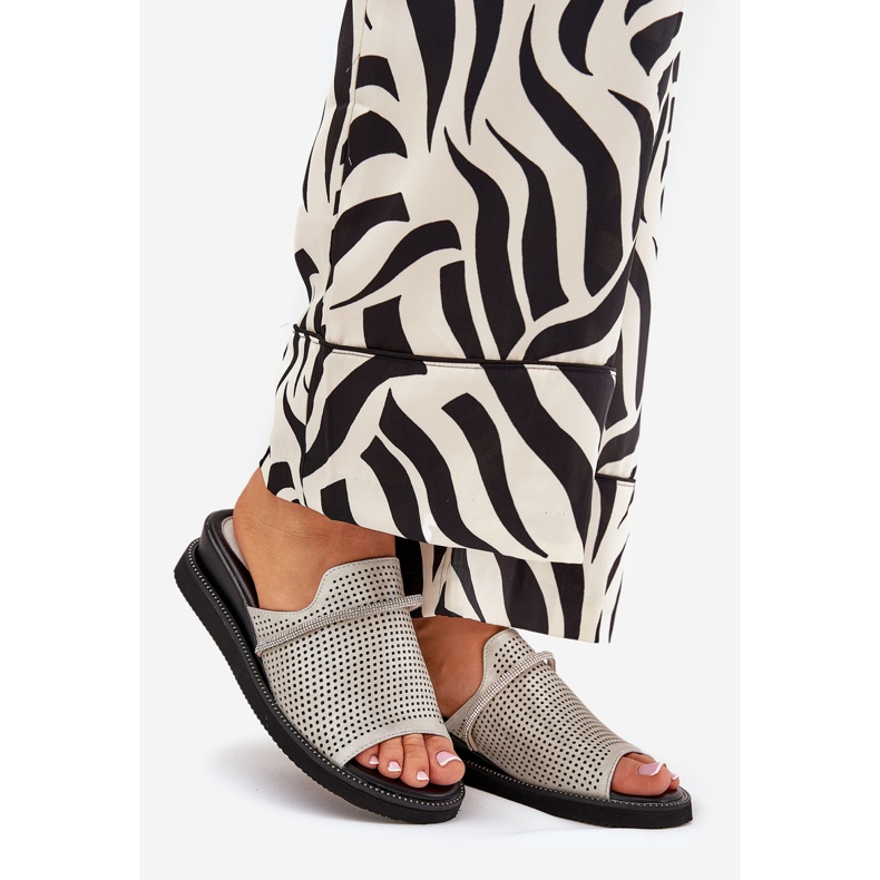 Jezzi Ženski klinovi s ukrasnim srebrnim remenom siva 1