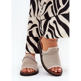 Jezzi Ženski klinovi s ukrasnom bež remenom 2