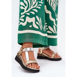 S.Barski Ženske kožne sandale CR51-135 Zlato i srebro zlatni 2