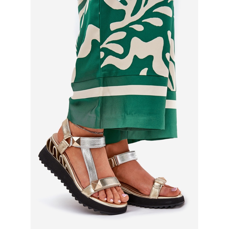 S.Barski Ženske kožne sandale CR51-135 Zlato i srebro zlatna 1