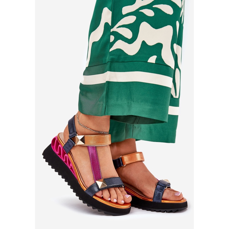 S.Barski Ženske kožne sandale CR51-135 Mornarica plava 1