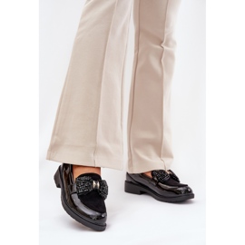 Oslikane ženske mokasine s lukom S.Barski Hy51-319 crno 2