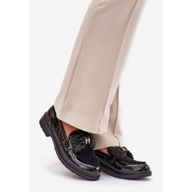 Oslikane ženske mokasine s lukom S.Barski Hy51-319 crna 1