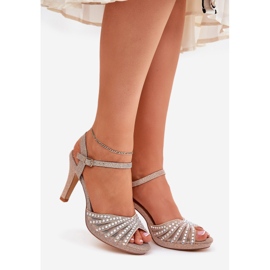 S. BARSKI Sandale na pin s ukrasom i sjajem MR1038-33 šampanjac ružičasta 1