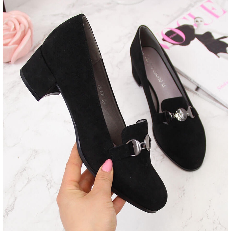 Ženske crne cipele s blokom Sergio Leone crno 2