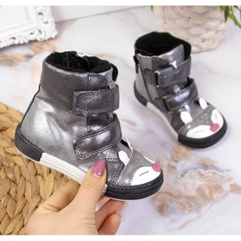 Cipele za djevojčice, čičak, srebrna lisica, Kornecki 6583 srebro 2