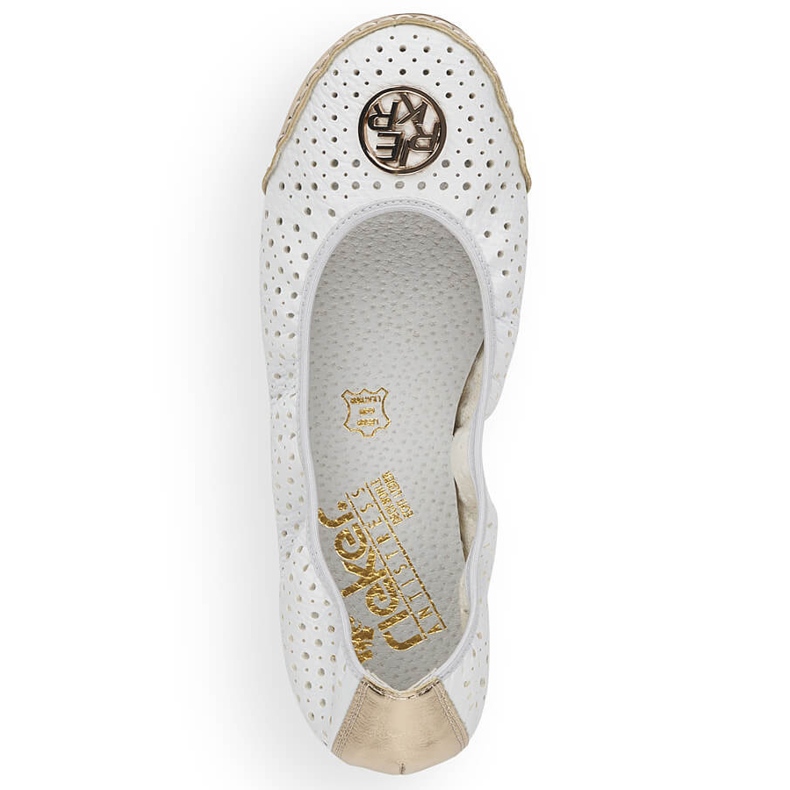 Ženske bijele ažurne balerinke Rieker 41459-80 2