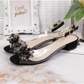 Ženske prozirne sandale s crnim kamenjem Sabatina crna 2