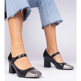 Crne ženske pumpe sa srebrnim nožnim prstima crno 1