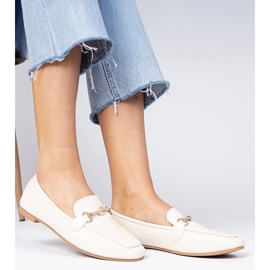 Bež elegantni loaferi sa zlatnim ukrasom i cirkonima 2