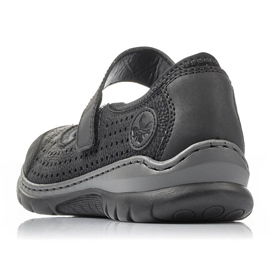 Udobne ženske ažur cipele na čičak crne Rieker L32B5-00 crno 2