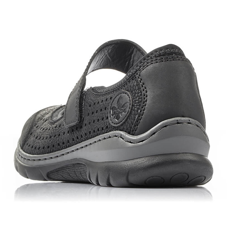 Udobne ženske ažur cipele na čičak crne Rieker L32B5-00 crno 2