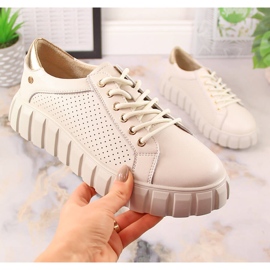 Bež kožne ženske sportske cipele Filippo DP4535 2