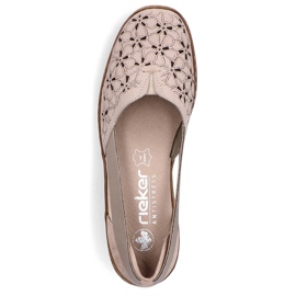 Kožne udobne ženske ljetne natikače, bež Rieker 41356-60 2
