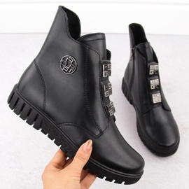 Crne kožne ženske gležnjače na platformu s ukrasima, Filippo DBT6360 crno 2