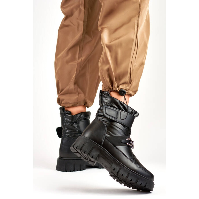 Ženske čizme za snijeg s lancem na čičak, crne JH-5B crna 1