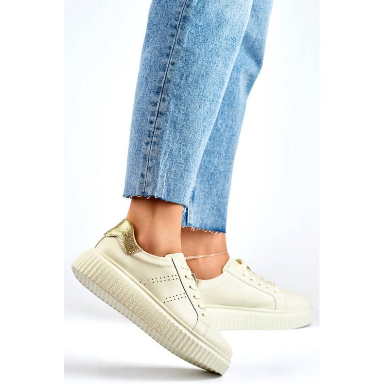 Ženske kožne sportske cipele na platformu, bež GD-RS2007BE 2