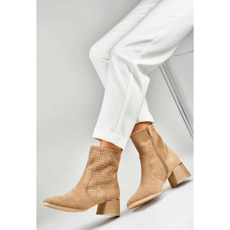 Ženske ažur gležnjače, bež RQ468KH 1