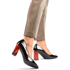 Ženske visoke crvene lakirane salonke, crne GD-FL486B-B crno 2
