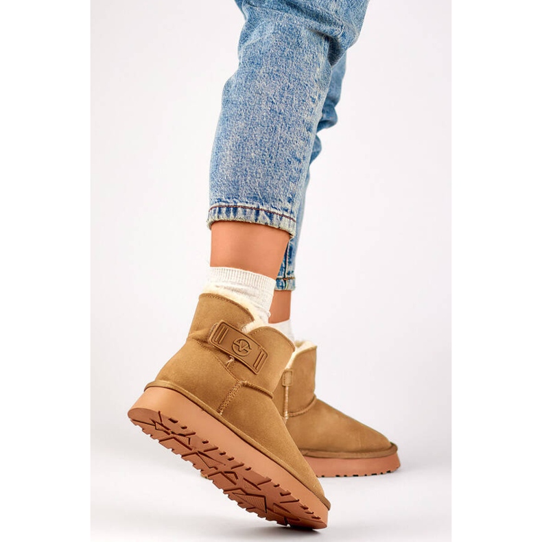 Ženske čizme za snijeg od brušene kože, bež 25-97951BE 2