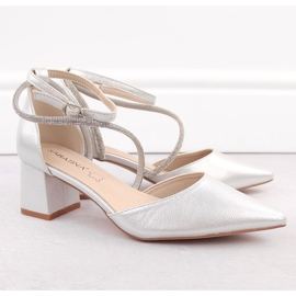 Srebrne Sabatina ženske sandale na špic s kubnim cirkonima srebro 2