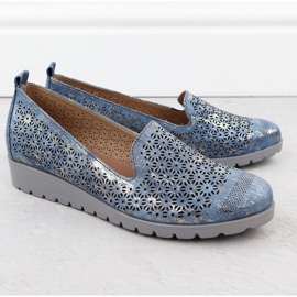 Ženske cipele na uzvišenju otvorenih domova M. Daszyński MR1628-20 plava 2