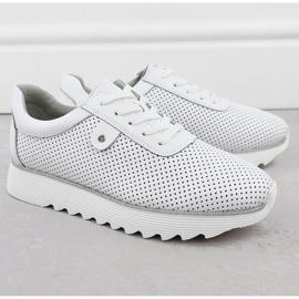 S.Barski Ženske kožne cipele na otvorenoj platformi Białe S. Barski LR51-629 bijela 2