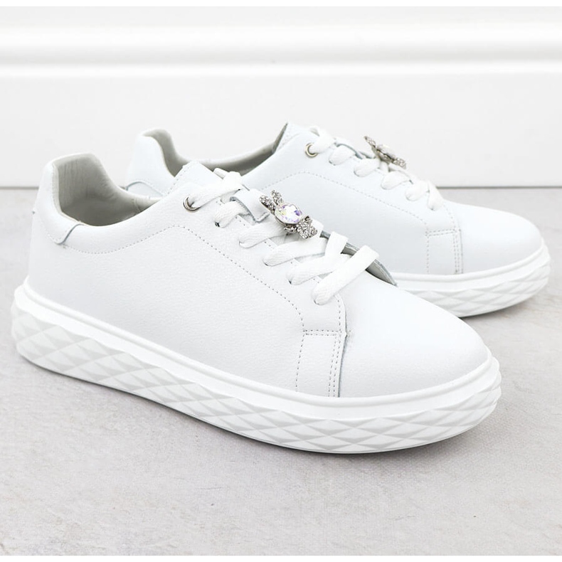 Ženske kožne cipele s ukrasom na bijeloj platformi Sergio Leone SP110 bijela 2