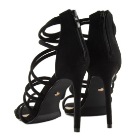 Crne LE039 crne sandale na visokoj potpetici crno 2