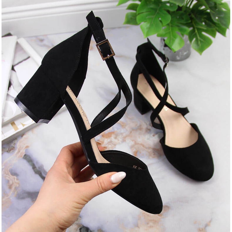 Sergio Leone ženske crne sandale s remenčićima crno 2