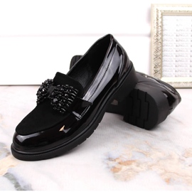 S.Barski Ženske natikače lakirane lords s mašnom crne S. Barski crna 2