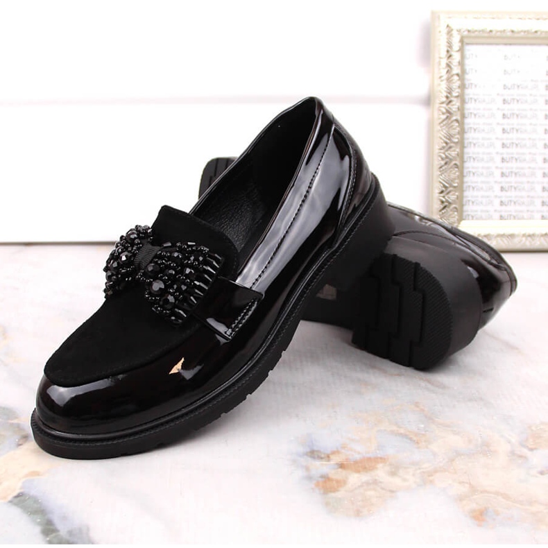 S.Barski Ženske natikače lakirane lords s mašnom crne S. Barski crna 2