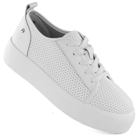 Kožne ženske sportske creepers cipele, bijele Filippo DP6116 bijela 1