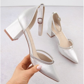 Srebrne Sabatina ženske sandale na špic s kubnim cirkonima srebro 1