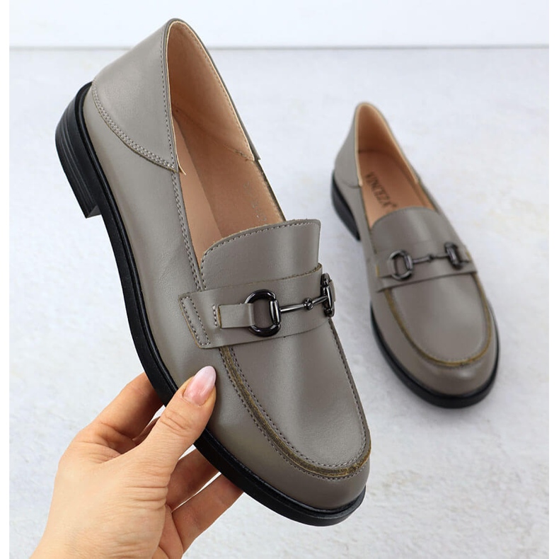 Ženske kožne cipele Udobne natikače Tamno bež Vinceza 18107 1