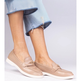 Tamne bež ženske natikače sa zlatnim ukrasom 2