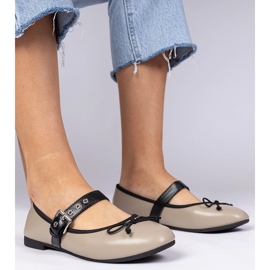 Tamne bež ženske balerine s lukom 1