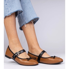 Smeđe ženske balerine s lukom smeđa 1