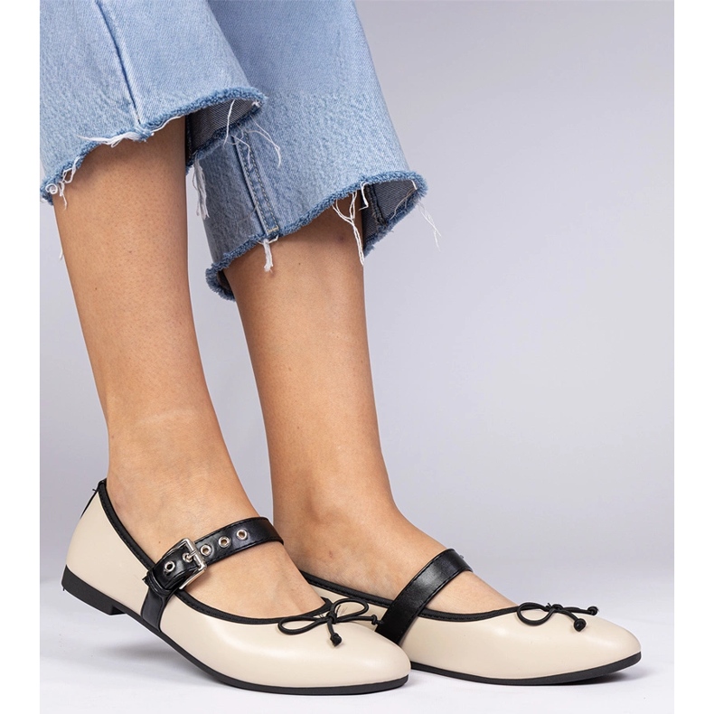 Bež ženske balerine s lukom 2