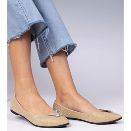 Zlatne ženske svjetlucave balerine s leptirom zlatni 2