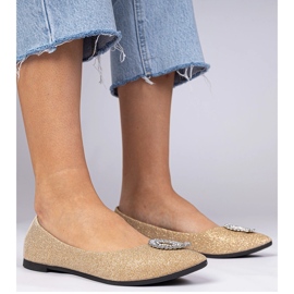 Zlatne ženske sjajne balerine s cirkonima zlatni 1