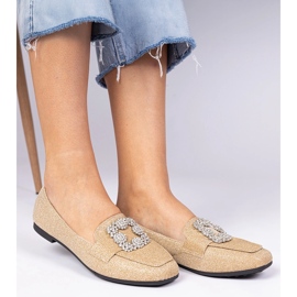 Golden Glitter Loafers s cirkonima zlatni 2
