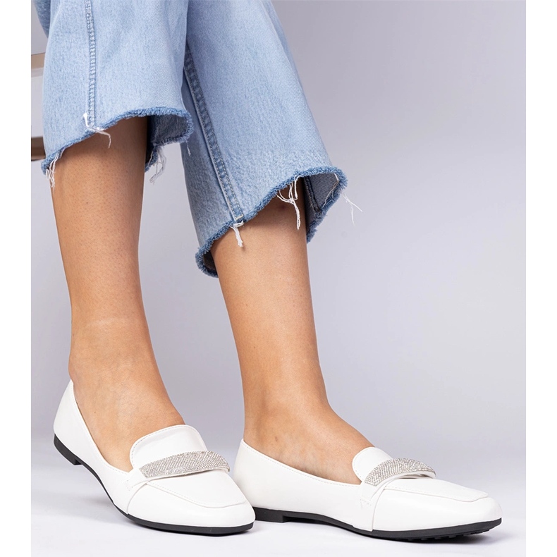 White Women Loafers s cirkonima bijela 1