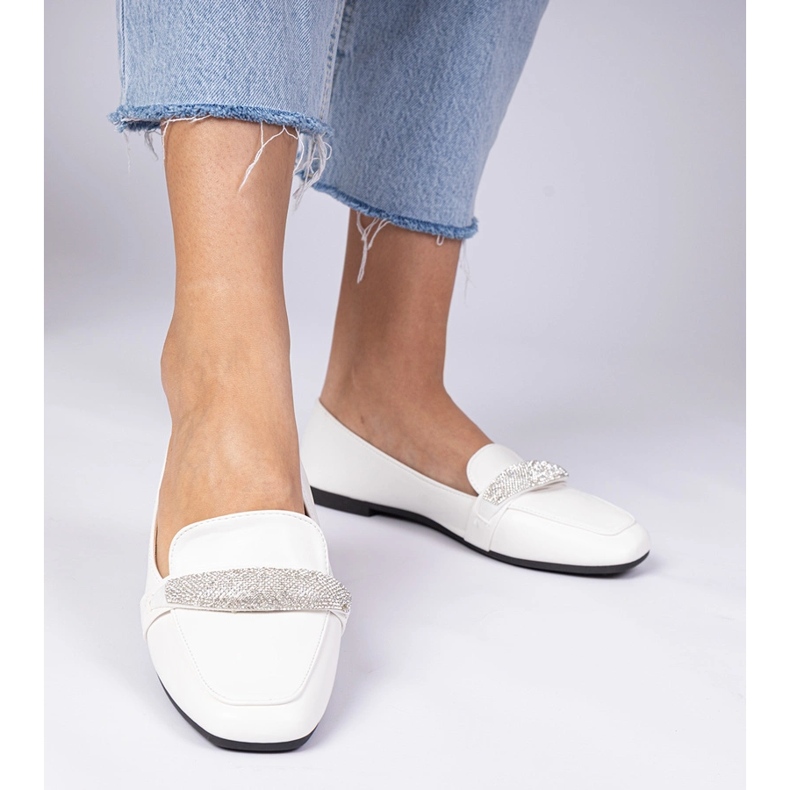 White Women Loafers s cirkonima bijela 2