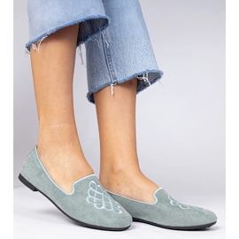 Zelene ženske ekozamszowe balerine s vezom zelena 1