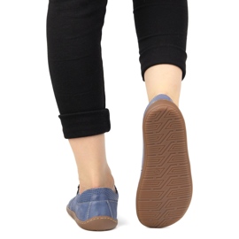 Olivier Ženske minimalističke kožne kožne cipele bosonogi 1244 Perforirana mornarsko plava 2