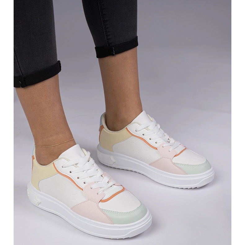 Bijele i žute sportske tenisice iz eko kože bijela 1